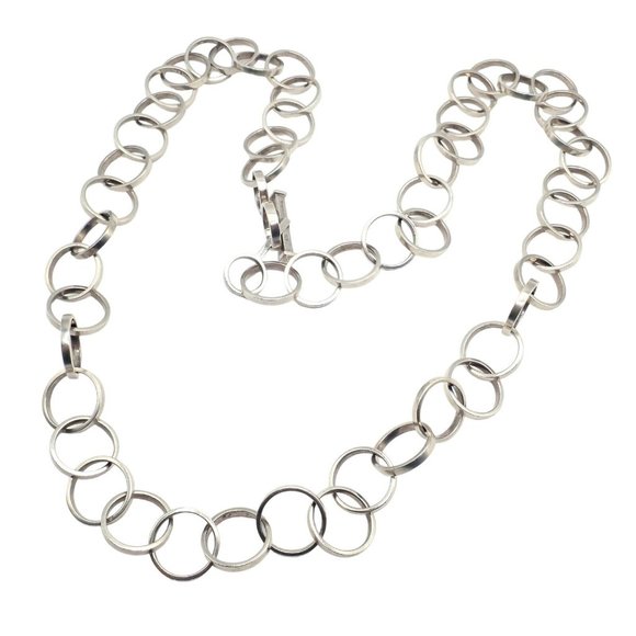 Rare! Tiffany & Co Picasso Sterling Silver Circle Link Long 34" Circle Necklace - Picture 1 of 11